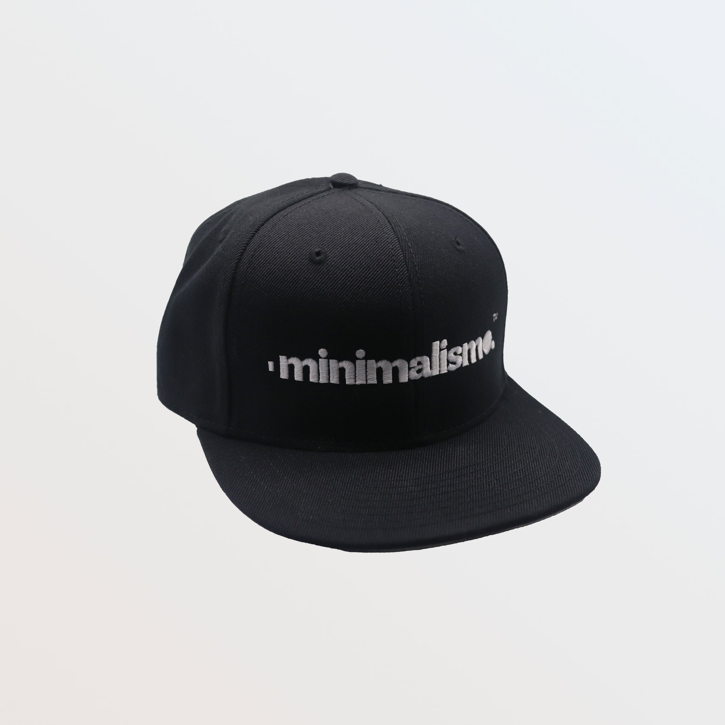 Minimalismo™ | Flat Bill Cap (Black w/ white logo) 