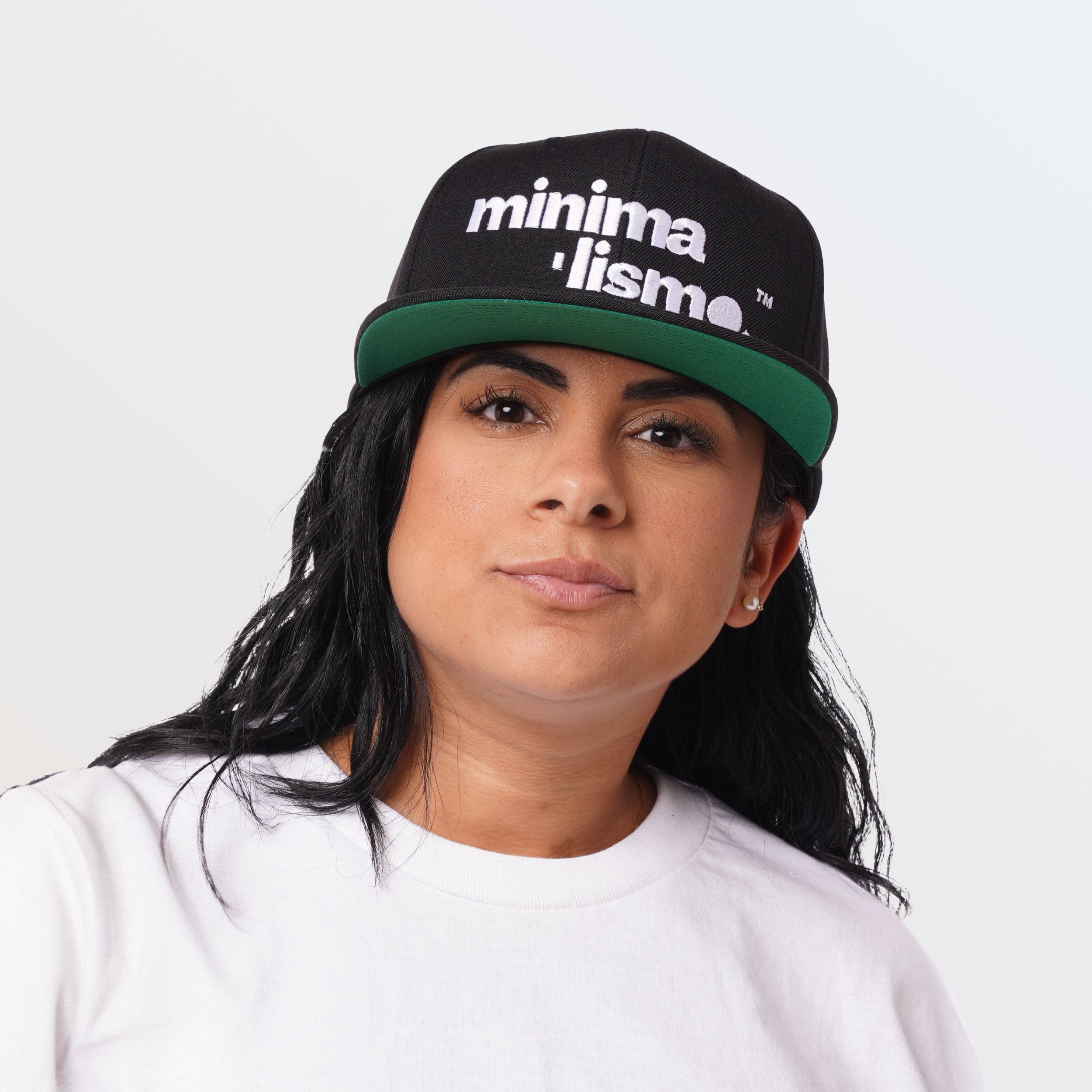 Minimalismo™ Hyphenated Snapback Hat (Black w/ white logo) 