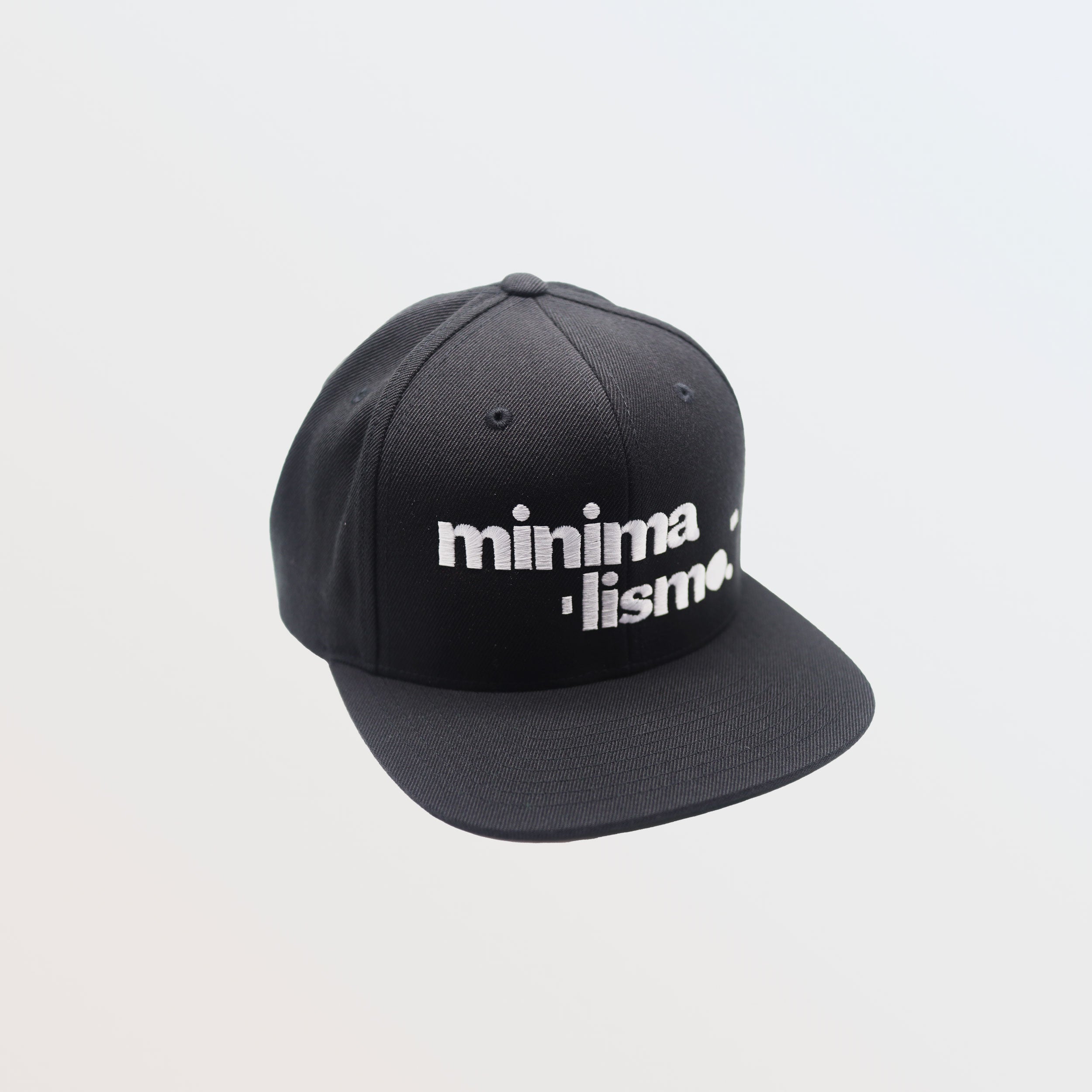 Minimalismo™ Hyphenated Snapback Hat (Black w/ white logo) 