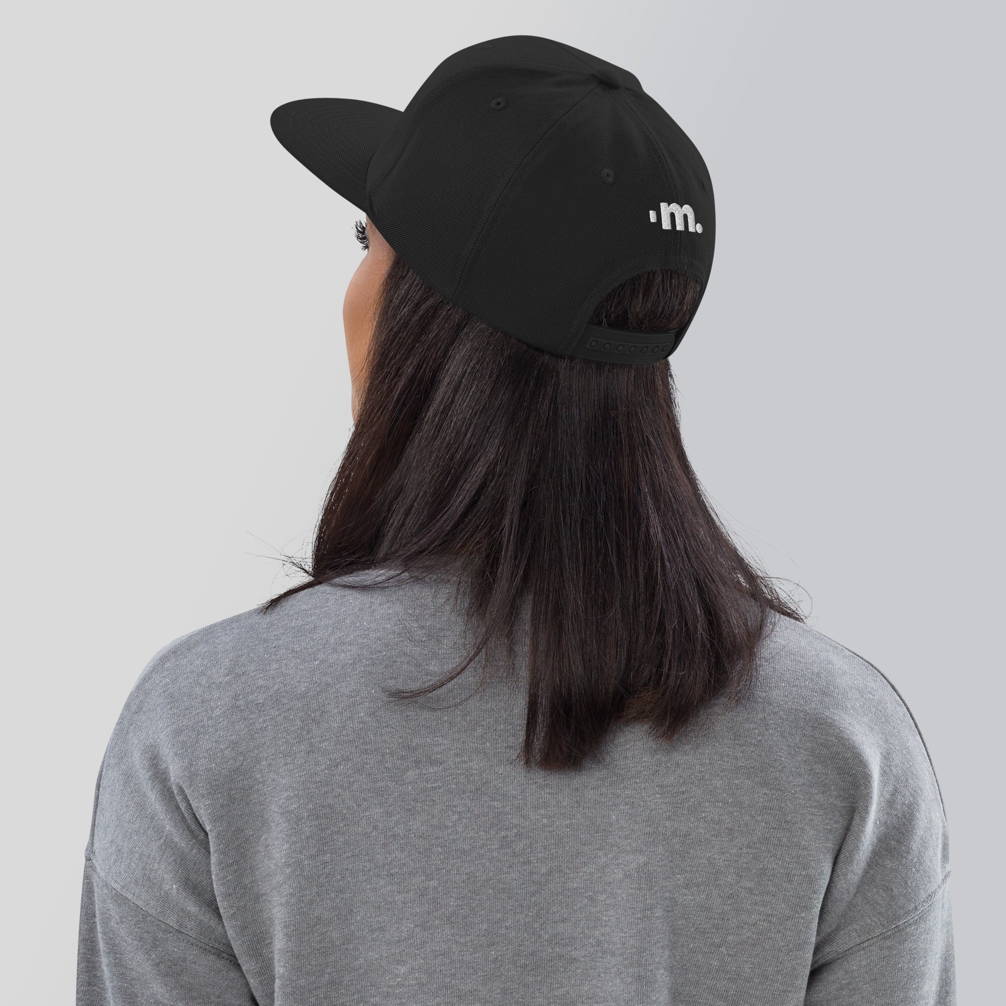 Minimalismo™ Hyphenated Snapback Hat (Black w/ white logo) 