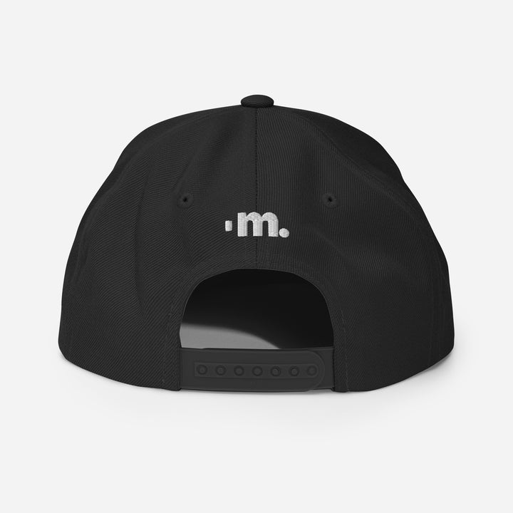 Minimalismo™ Hyphenated Snapback Hat (Black w/ white logo) 