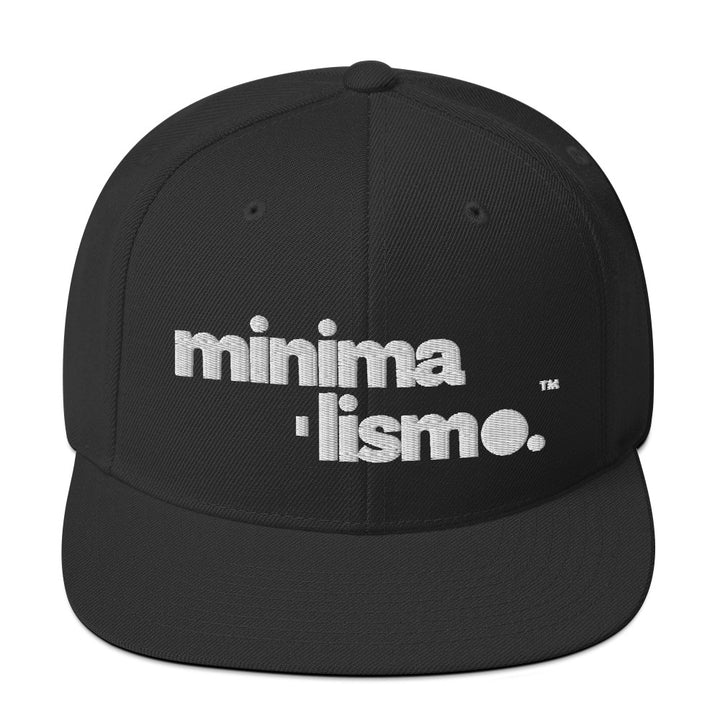 Minimalismo™ Hyphenated Snapback Hat (Black w/ white logo) 