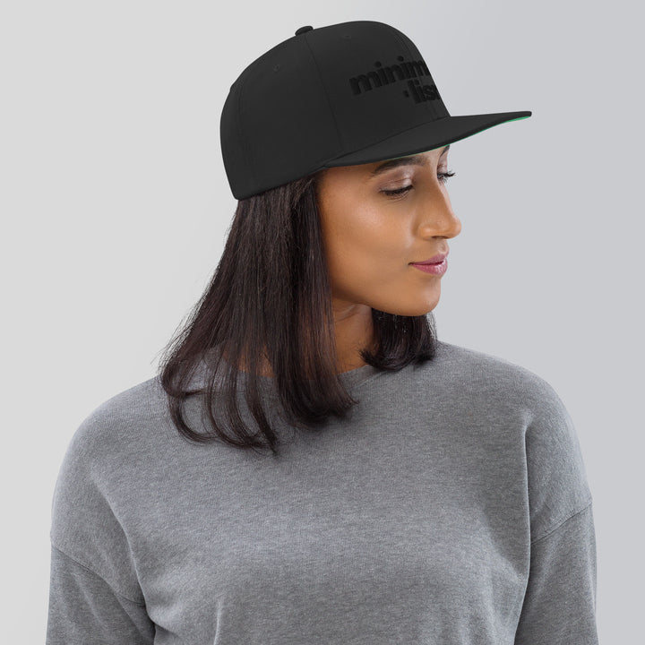 Minimalismo™ Hyphenated Snapback Hat (Black on Black) 