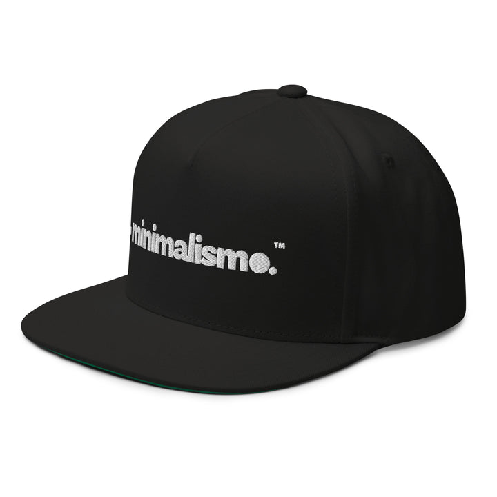 Minimalismo™ | Flat Bill Cap (Black w/ white logo) 