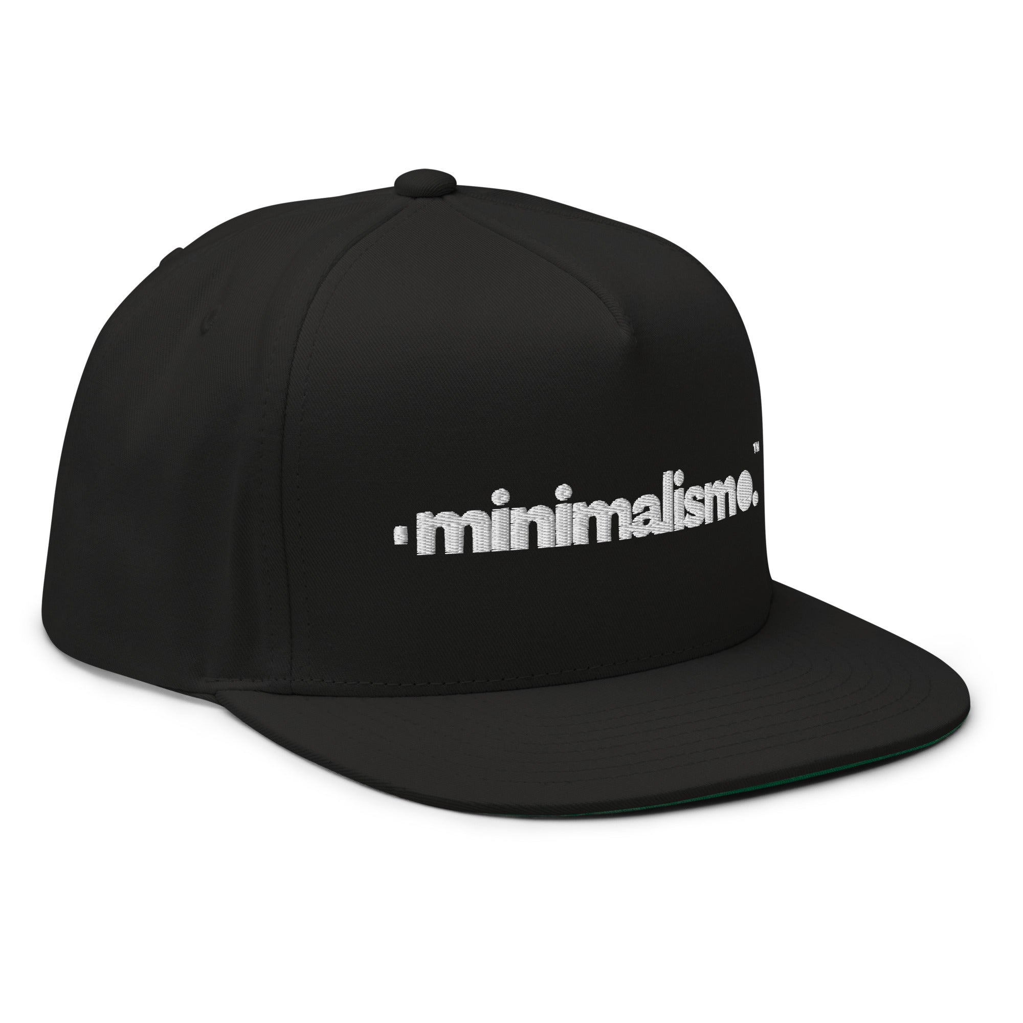 Minimalismo™ | Flat Bill Cap (Black w/ white logo) 