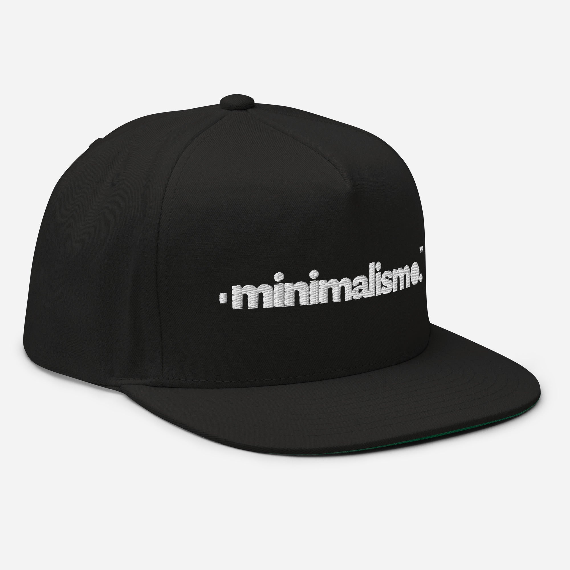 Minimalismo™ | Flat Bill Cap (Black w/ white logo) 