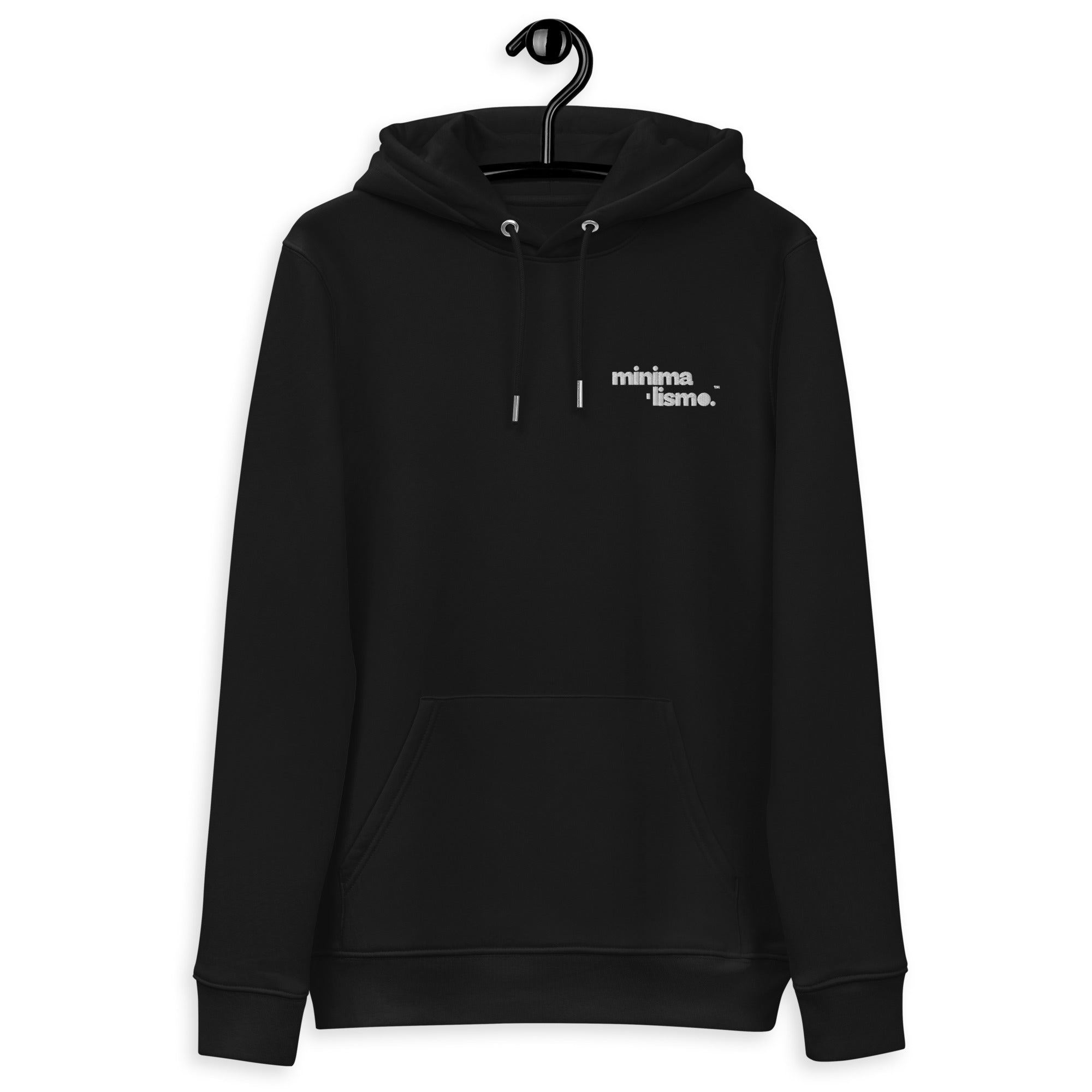 Minimalismo™ Unisex Essential Eco Hoodie with Intricate Embroidery Black